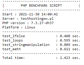 Dhosting - PHP Benchmark Script